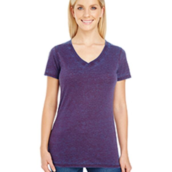 Ladies' Cross Dye Short-Sleeve V-Neck T-Shirt Thumbnail